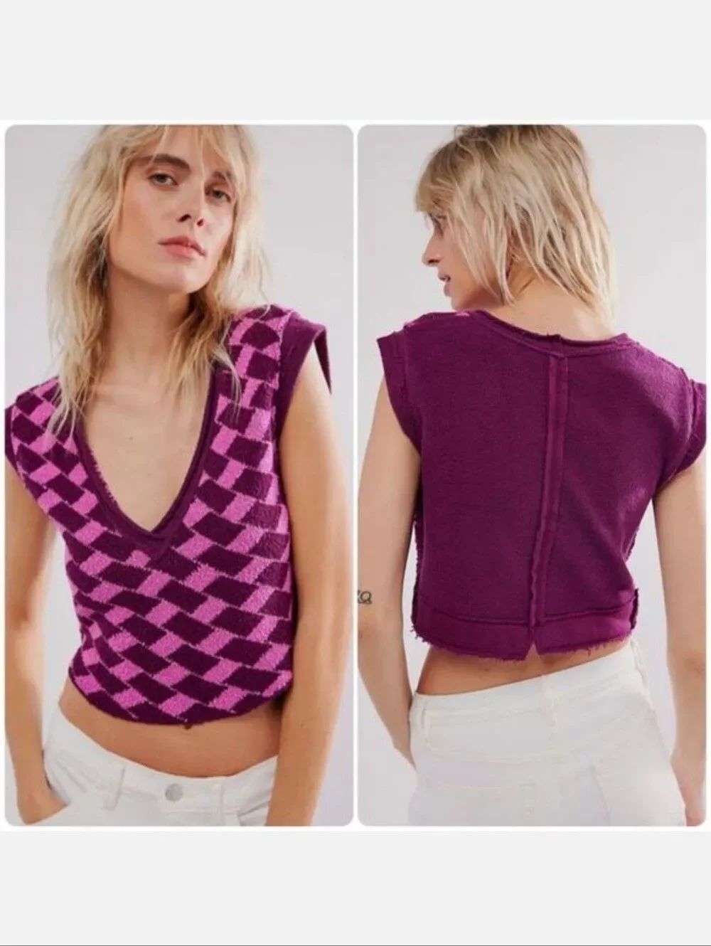 Free People Lola V-Neck Knit Vest Top Size L